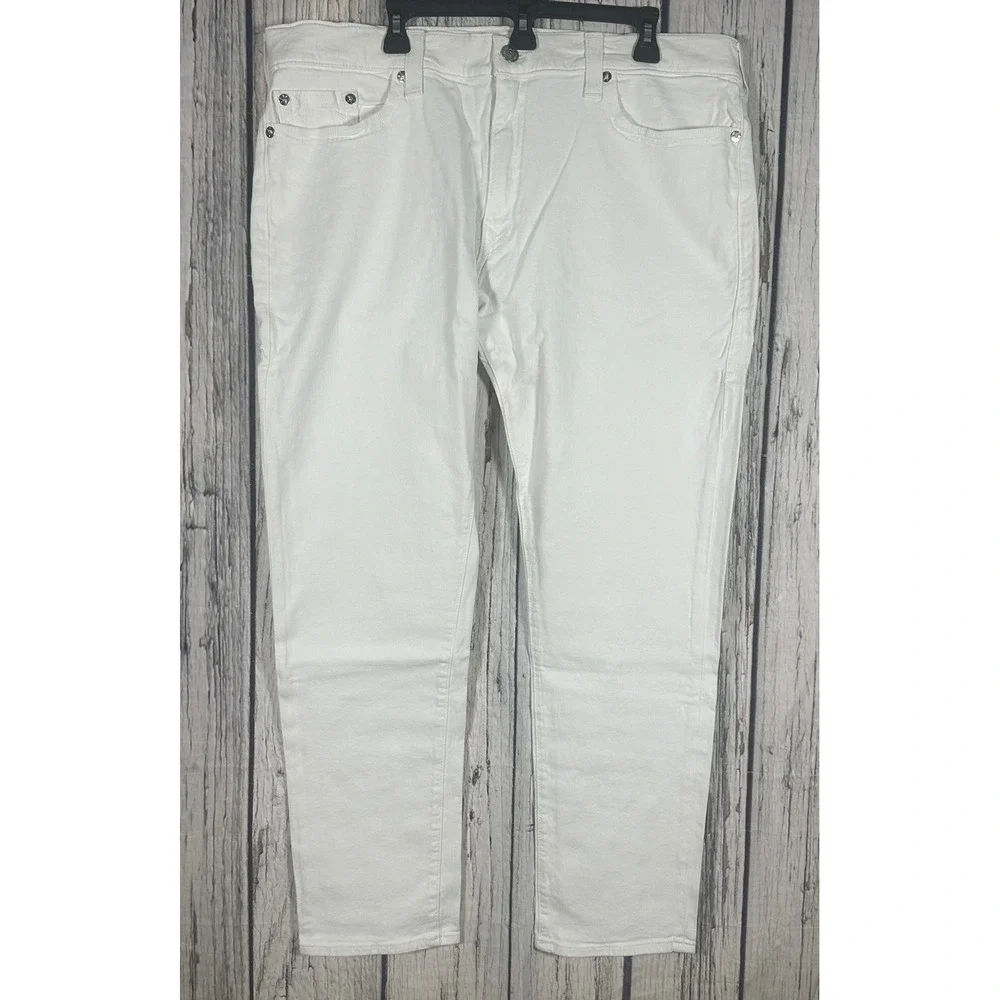 NWT True Religion Rocco Relaxed Skinny Jeans Mens 40x32‎ Optic White No Flap Y2K
